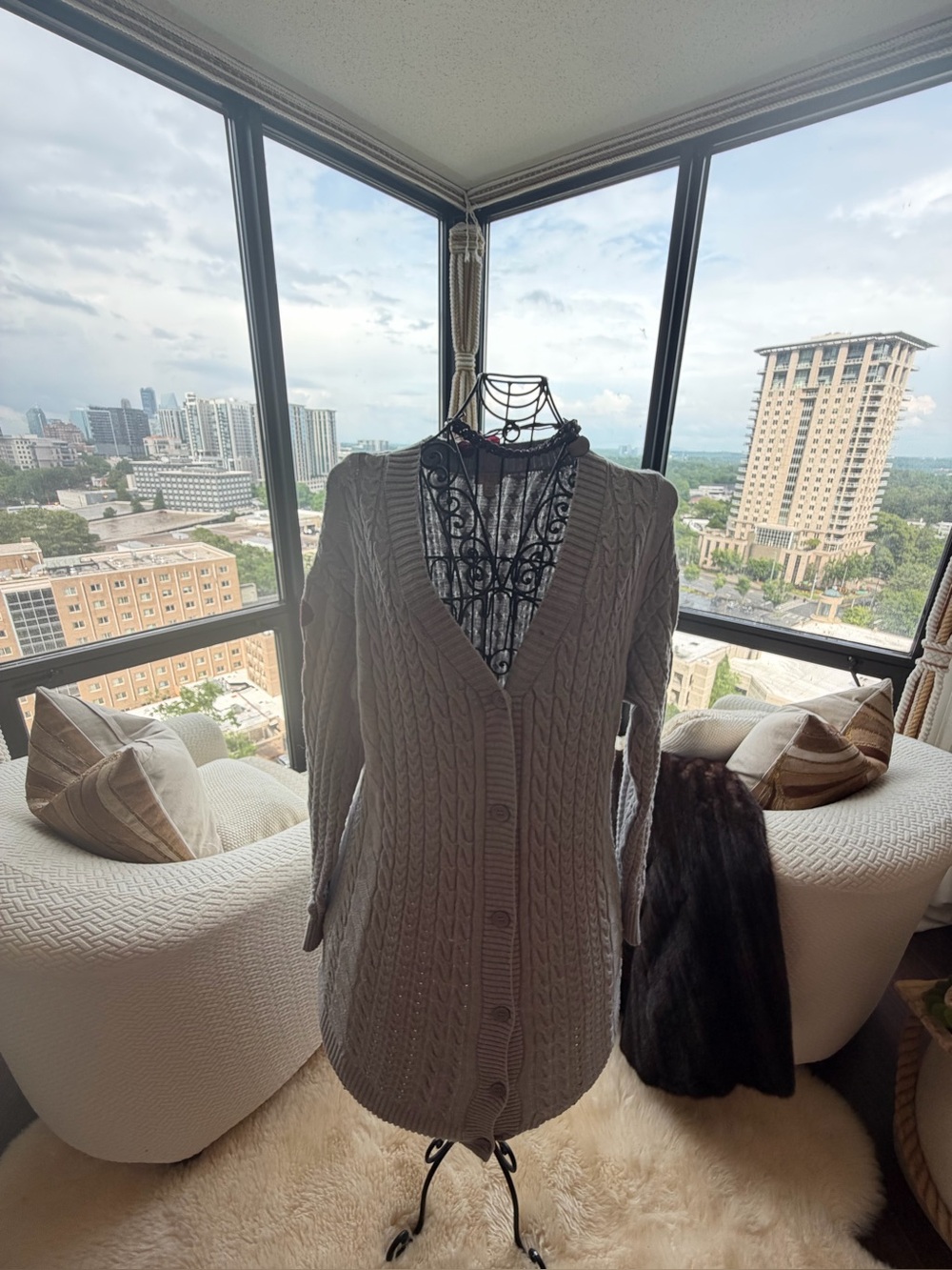 Women’s Cable Knit Button-Front Cardigan Sweater - Taupe